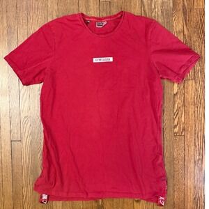 Gymshark Mens Medium Red Short Sleeve Box Logo Athletic Training T-Shirt